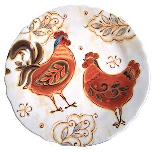 Rooster & Leaves Dinner Plate -Pier 1 Imports Gallo   11” Diameter
